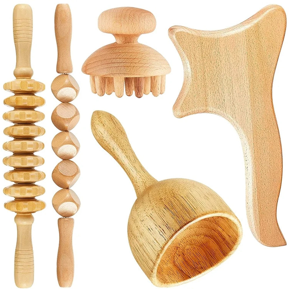 Wood Lymphatic massage set.