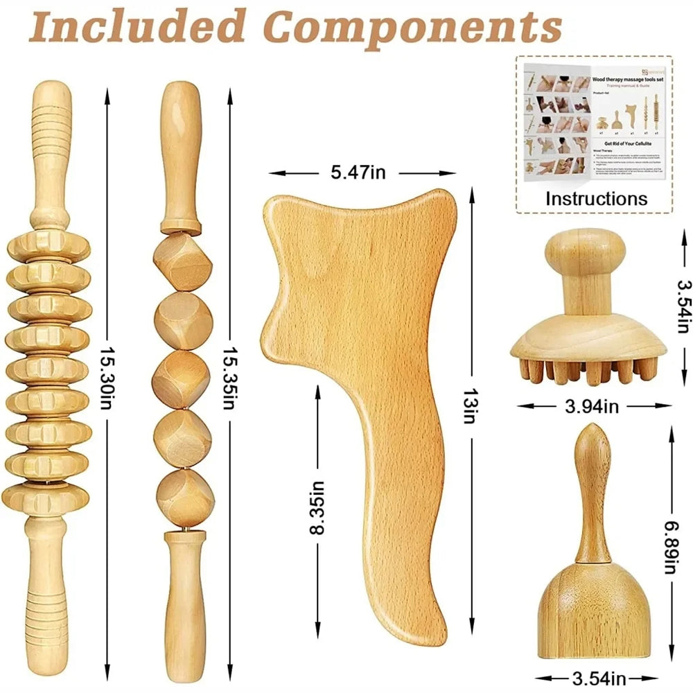 Wood Lymphatic massage set.