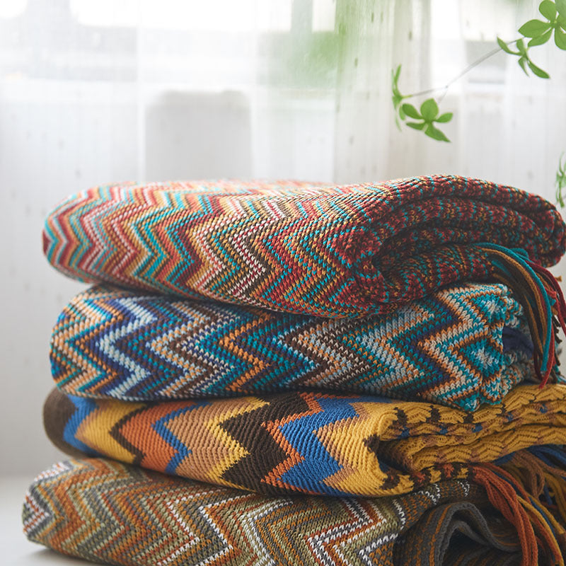 Knitted Bohemian Style Blanket