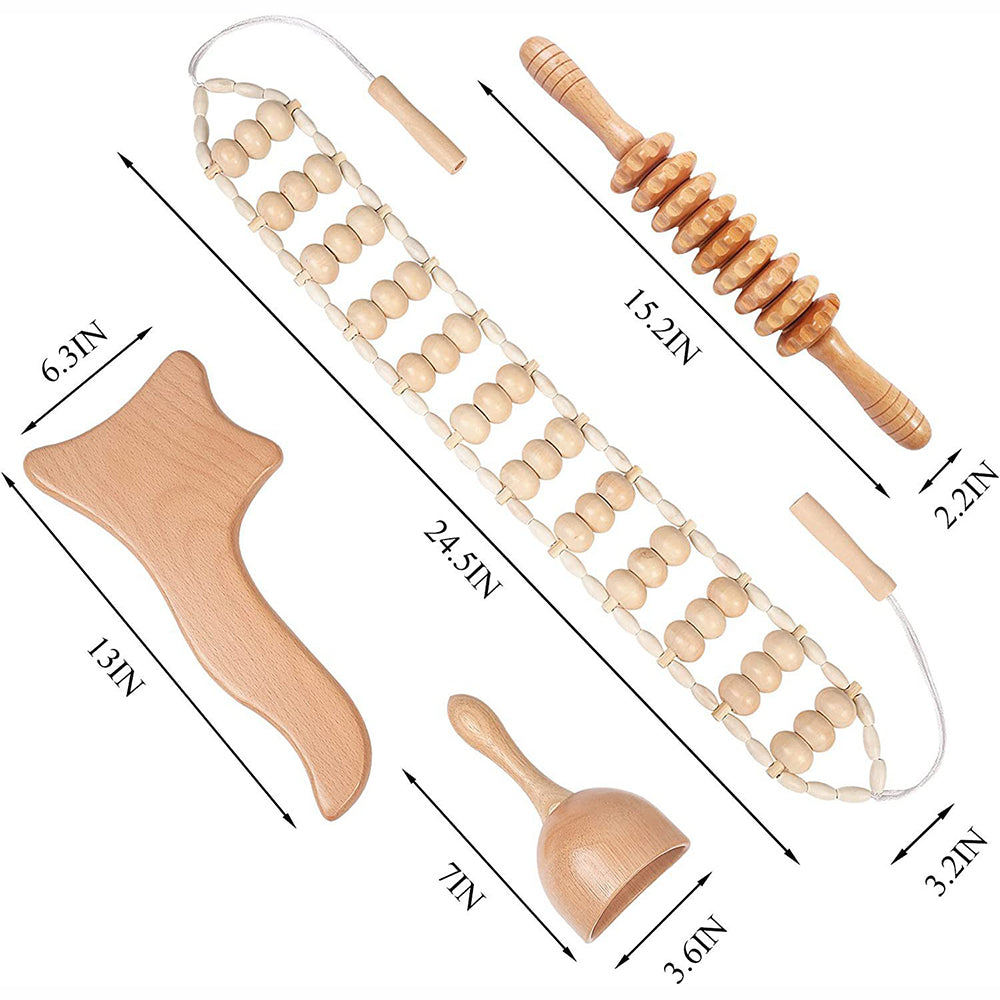 Wood Lymphatic massage set.