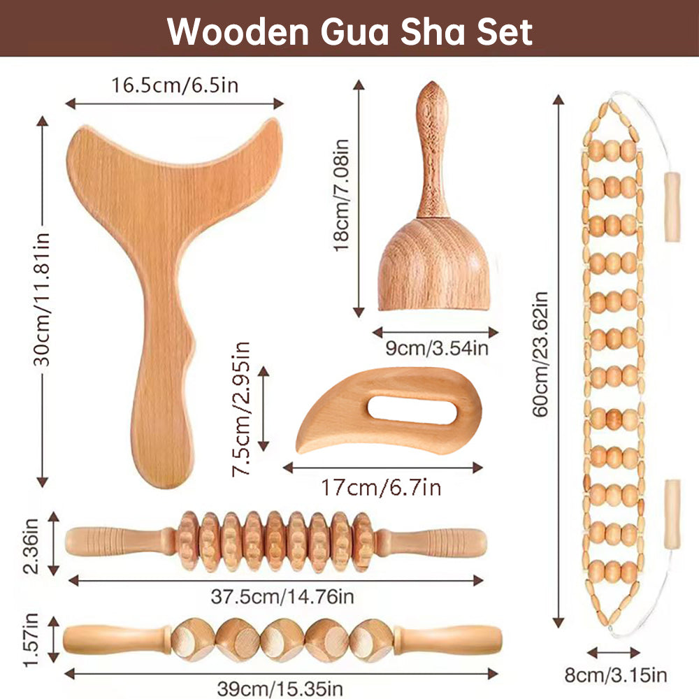 Wood Lymphatic massage set.