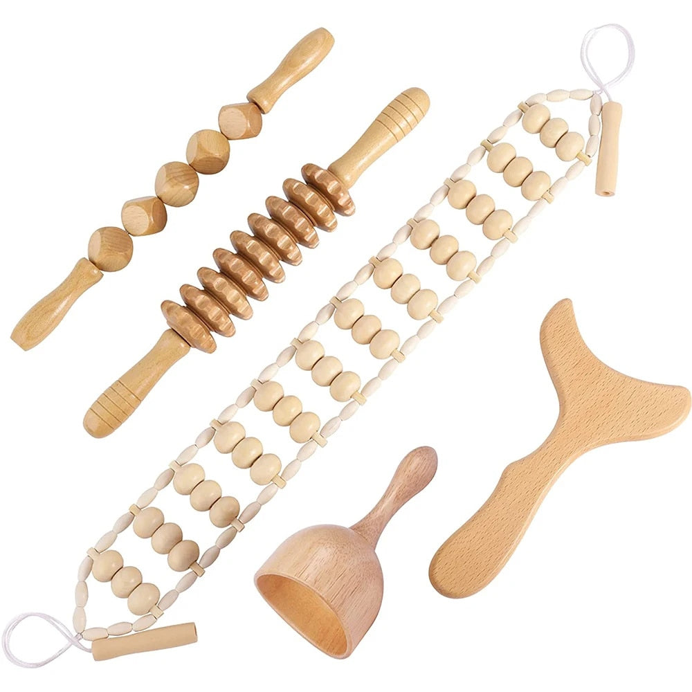Wood Lymphatic massage set.